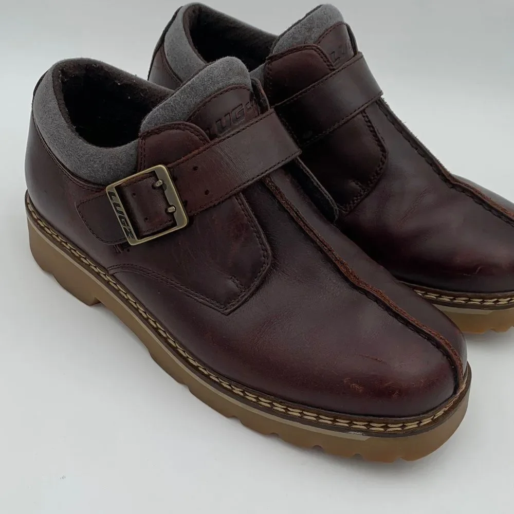 Lugz Men’s Brown Leather Buckle Shoes Made in USA Size EU 43 Y2K workwear